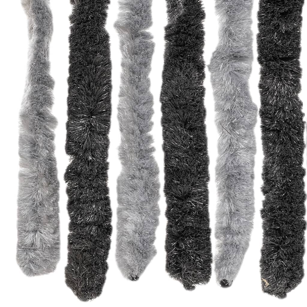 vidaXL Fly Curtain Grey and Black 100x220 cm Chenille