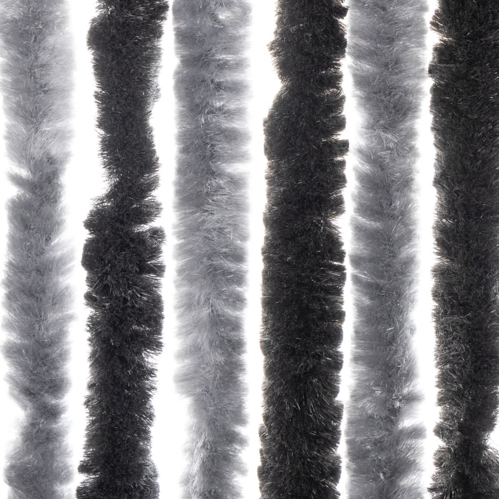 vidaXL Fly Curtain Grey and Black 100x230 cm Chenille