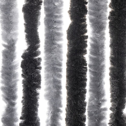 vidaXL Fly Curtain Grey and Black 100x230 cm Chenille