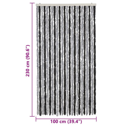 vidaXL Fly Curtain Grey and Black 100x230 cm Chenille