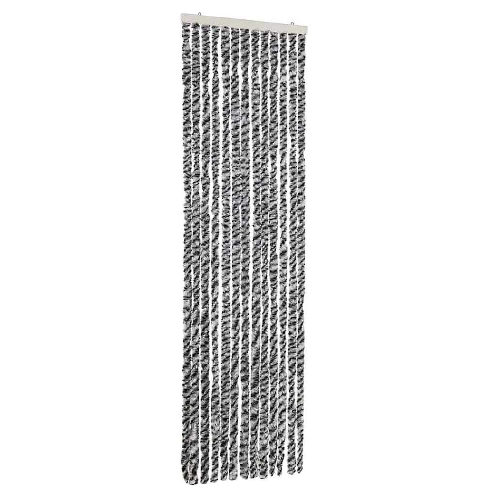 vidaXL Fly Curtain Grey and Black and White 56x200 cm Chenille