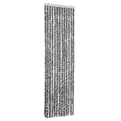 vidaXL Fly Curtain Grey and Black and White 56x200 cm Chenille