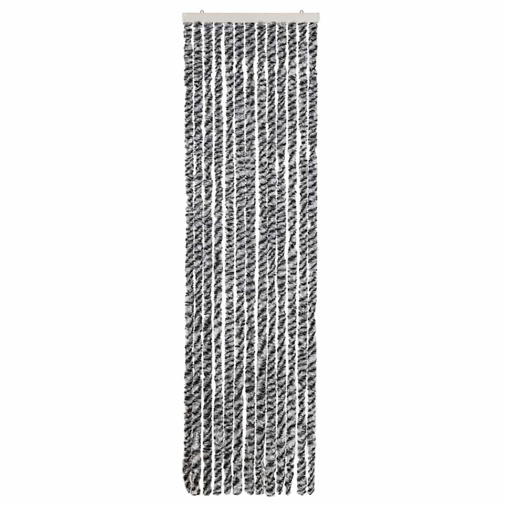 vidaXL Fly Curtain Grey and Black and White 56x200 cm Chenille