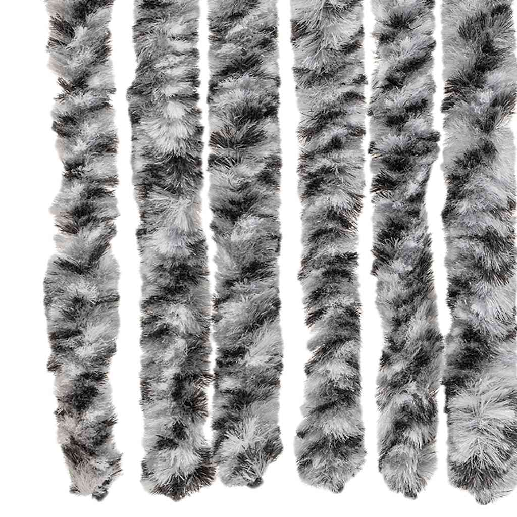 vidaXL Fly Curtain Grey and Black and White 56x200 cm Chenille
