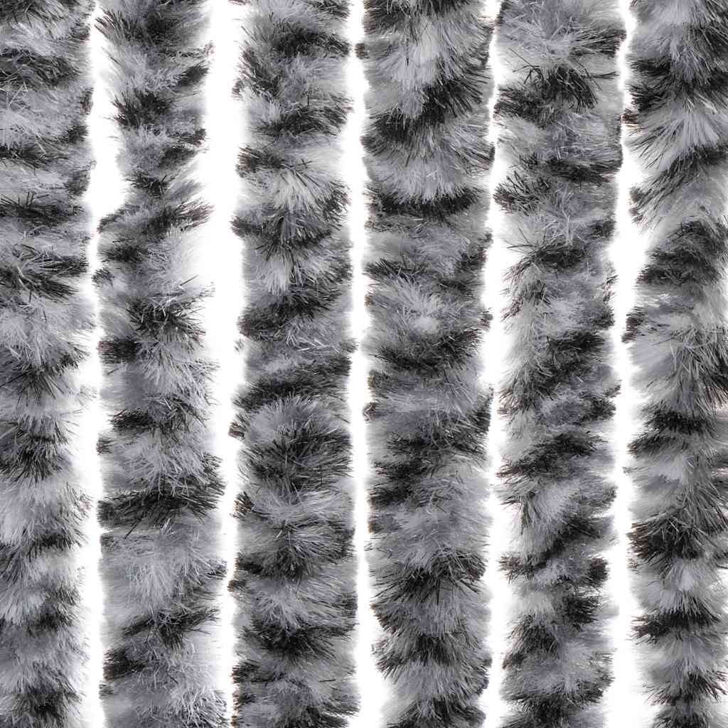 vidaXL Fly Curtain Grey and Black and White 56x200 cm Chenille