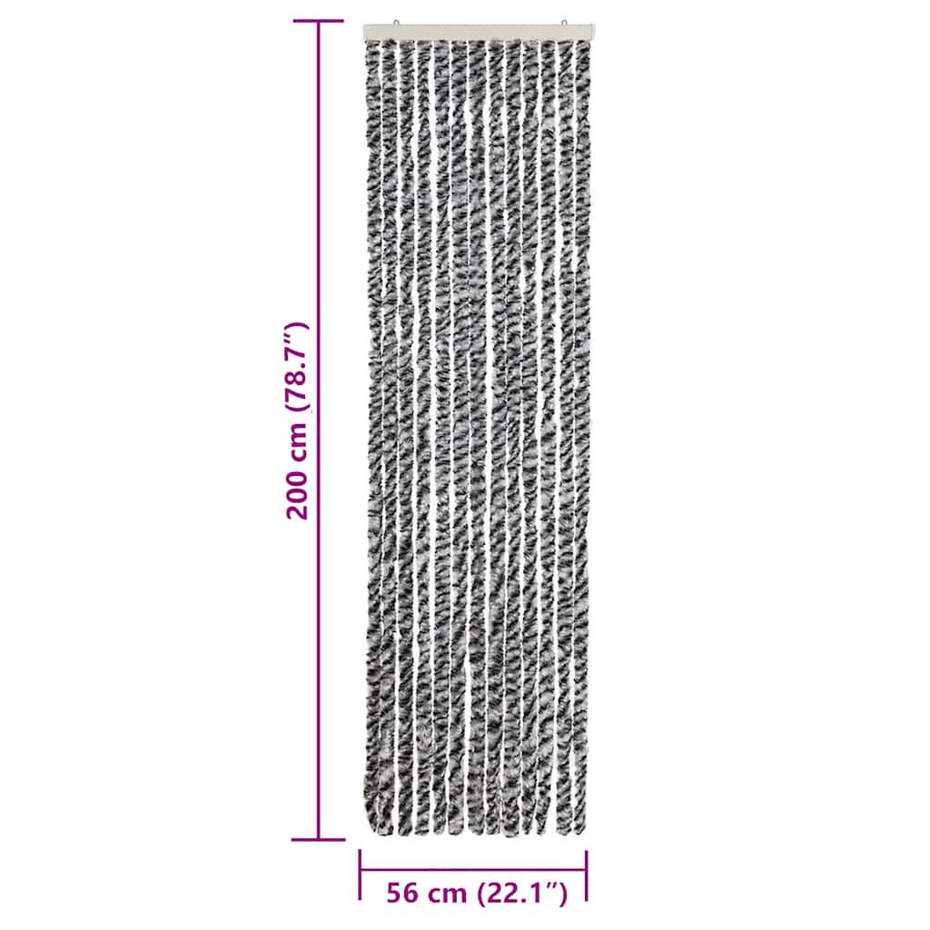 vidaXL Fly Curtain Grey and Black and White 56x200 cm Chenille