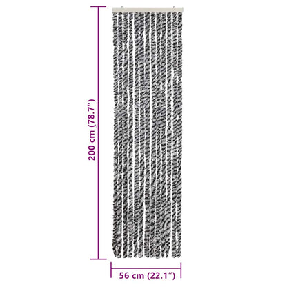 vidaXL Fly Curtain Grey and Black and White 56x200 cm Chenille