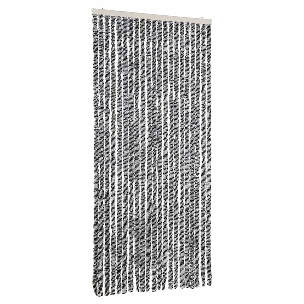 vidaXL Fly Curtain Grey and Black and White 90x200 cm Chenille