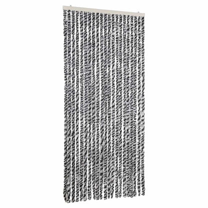 vidaXL Fly Curtain Grey and Black and White 90x200 cm Chenille