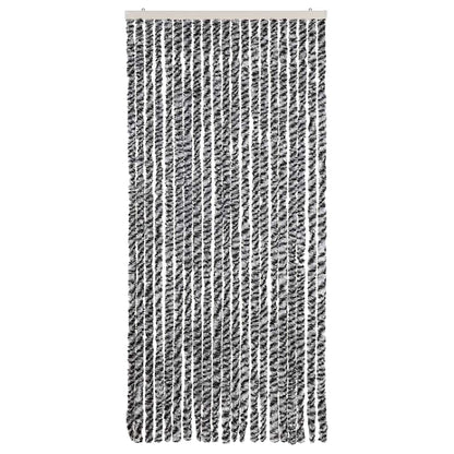 vidaXL Fly Curtain Grey and Black and White 90x200 cm Chenille