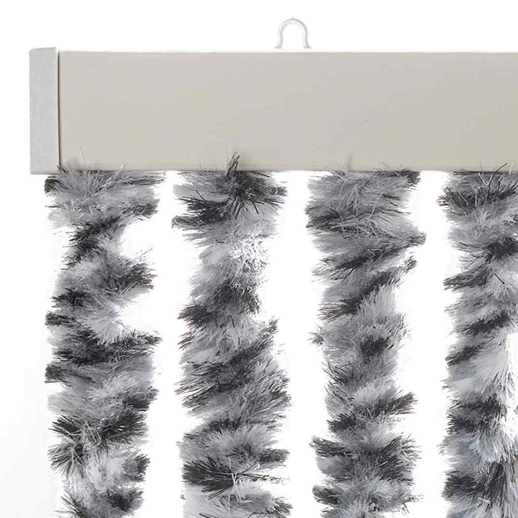 vidaXL Fly Curtain Grey and Black and White 90x200 cm Chenille