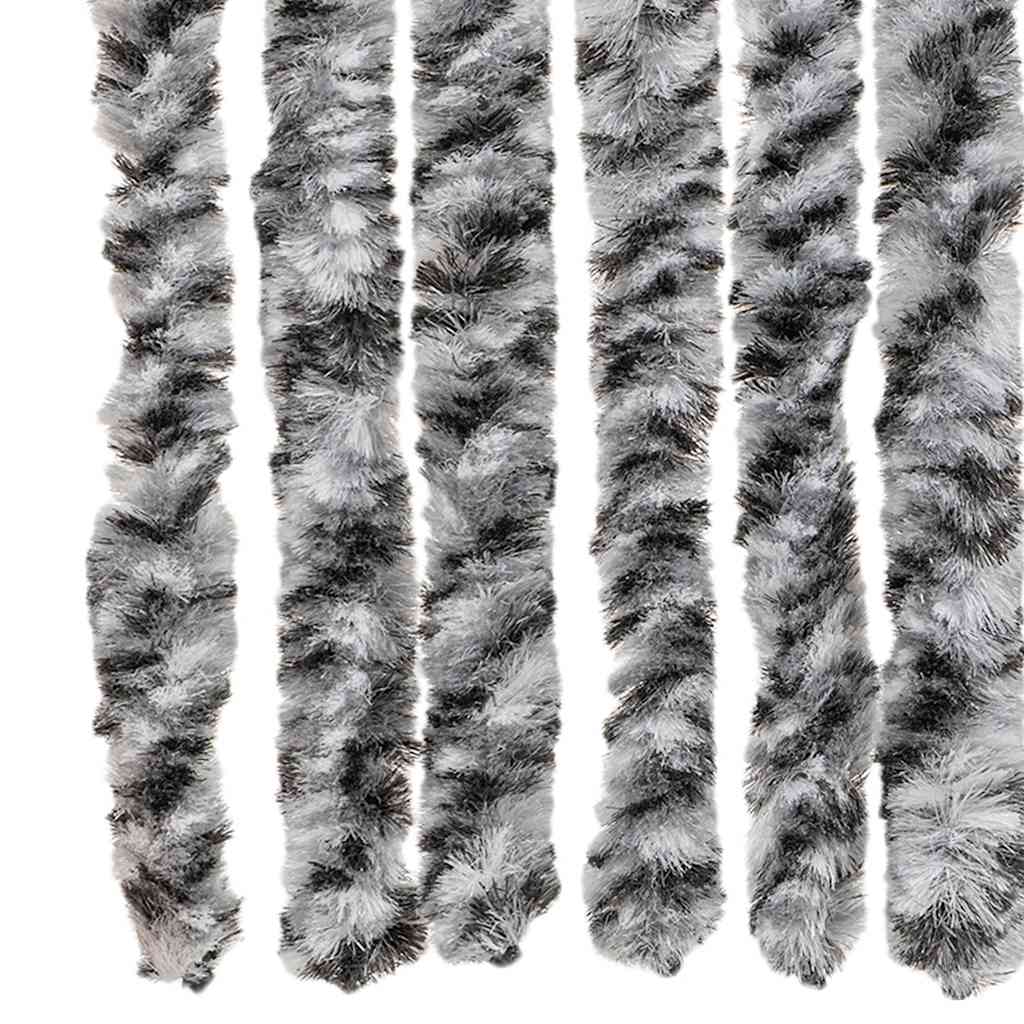vidaXL Fly Curtain Grey and Black and White 90x200 cm Chenille