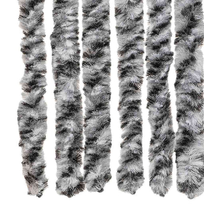 vidaXL Fly Curtain Grey and Black and White 90x200 cm Chenille