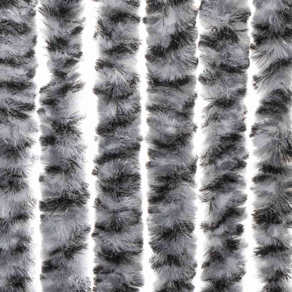 vidaXL Fly Curtain Grey and Black and White 90x200 cm Chenille
