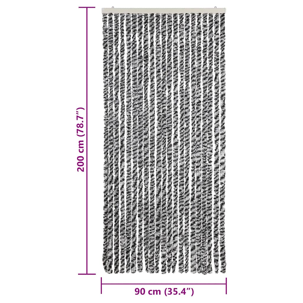 vidaXL Fly Curtain Grey and Black and White 90x200 cm Chenille