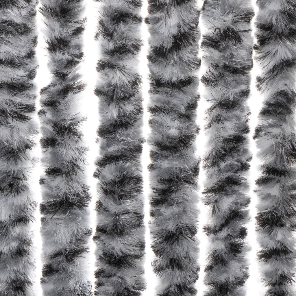 vidaXL Fly Curtain Grey and Black and White 90x220 cm Chenille