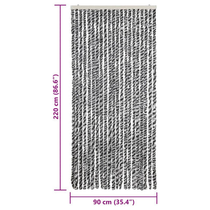 vidaXL Fly Curtain Grey and Black and White 90x220 cm Chenille