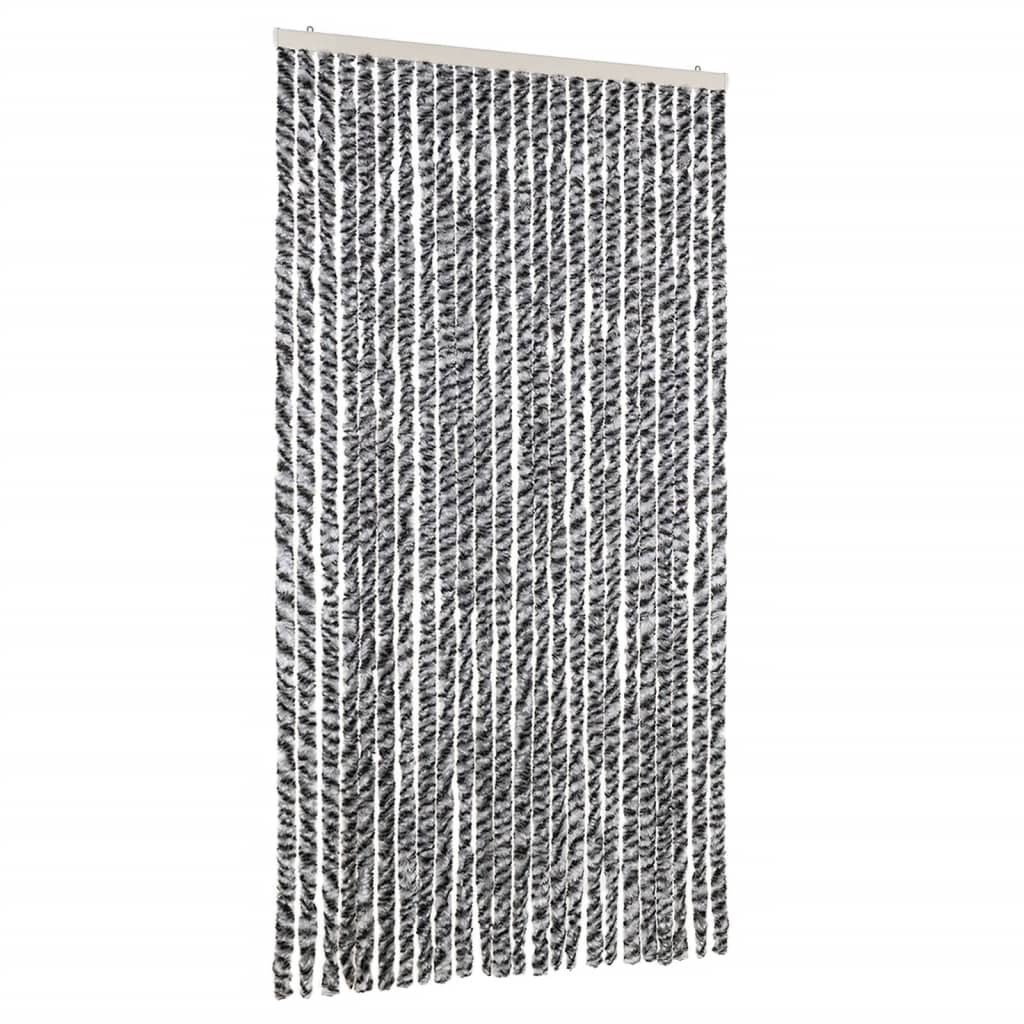 vidaXL Fly Curtain Grey and Black and White 100x200 cm Chenille