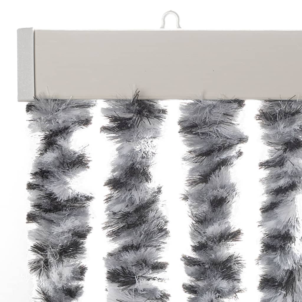 vidaXL Fly Curtain Grey and Black and White 100x200 cm Chenille