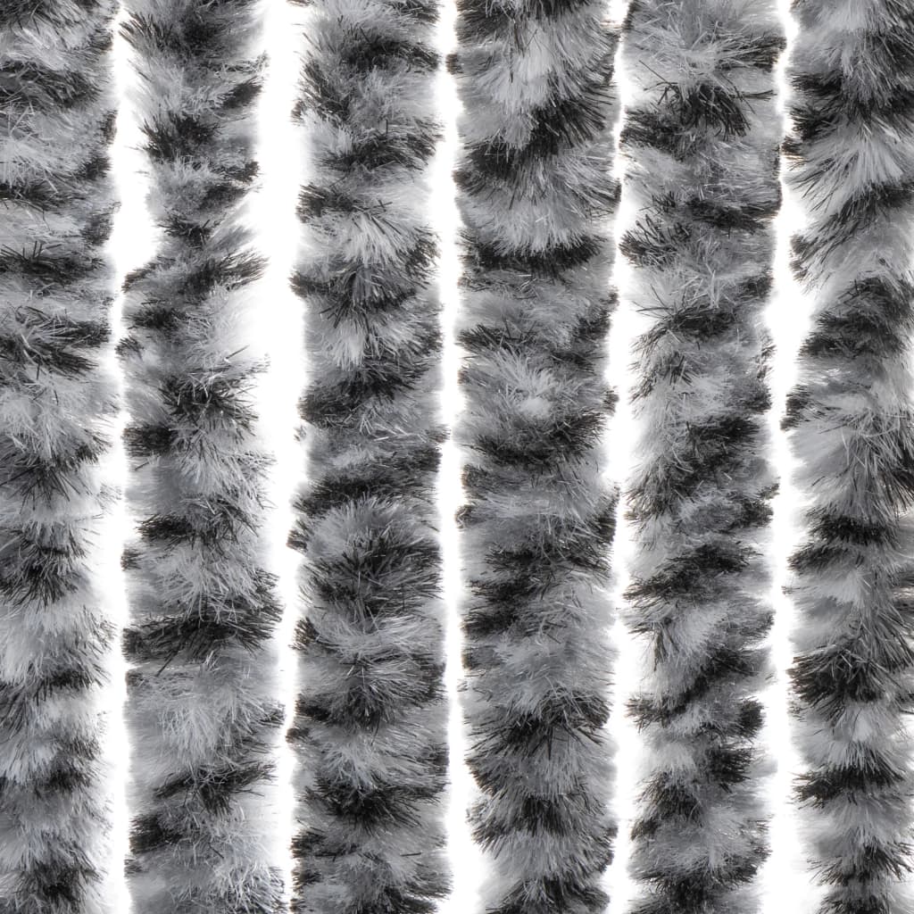 vidaXL Fly Curtain Grey and Black and White 100x200 cm Chenille