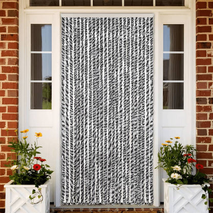vidaXL Fly Curtain Grey and Black and White 100x200 cm Chenille