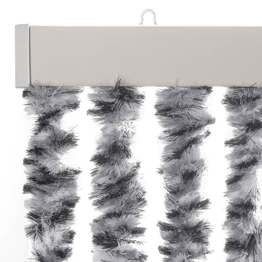 vidaXL Fly Curtain Grey and Black and White 100x220 cm Chenille