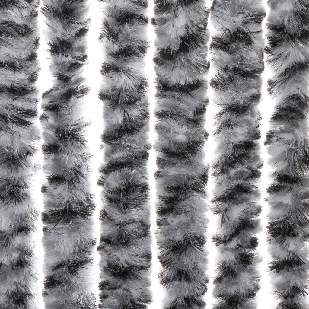 vidaXL Fly Curtain Grey and Black and White 100x220 cm Chenille