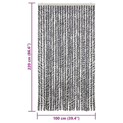 vidaXL Fly Curtain Grey and Black and White 100x220 cm Chenille