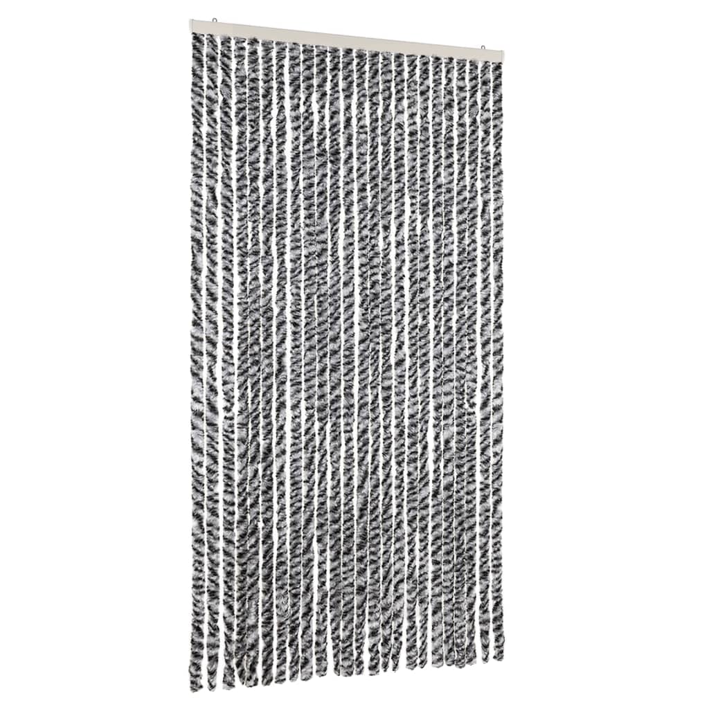 vidaXL Fly Curtain Grey and Black and White 100x230 cm Chenille