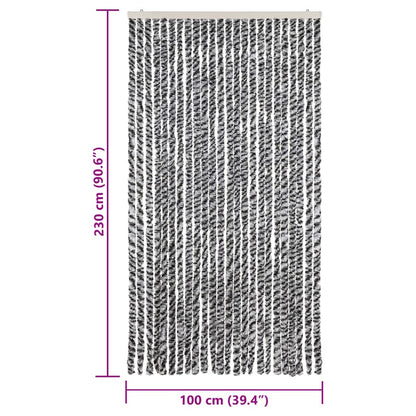 vidaXL Fly Curtain Grey and Black and White 100x230 cm Chenille