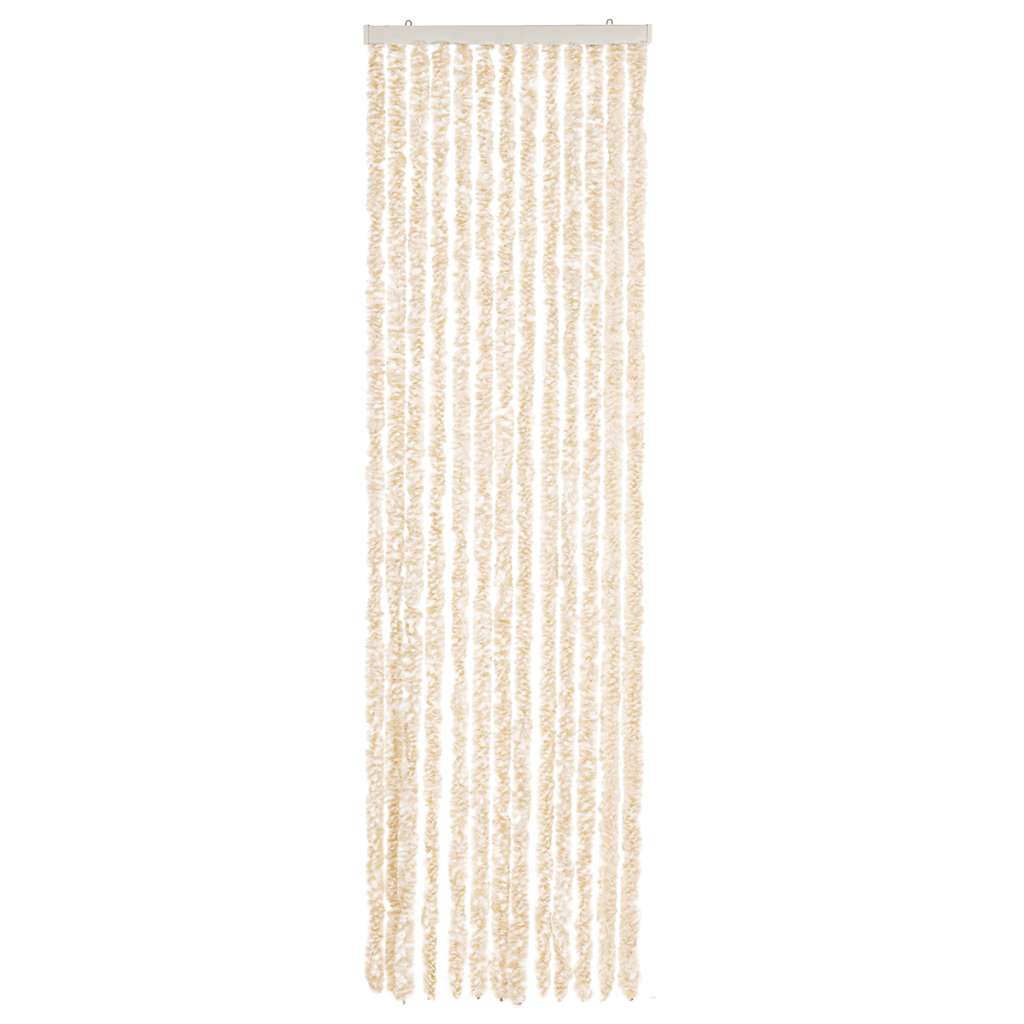 vidaXL Fly Curtain Beige and White 56x185 cm Chenille