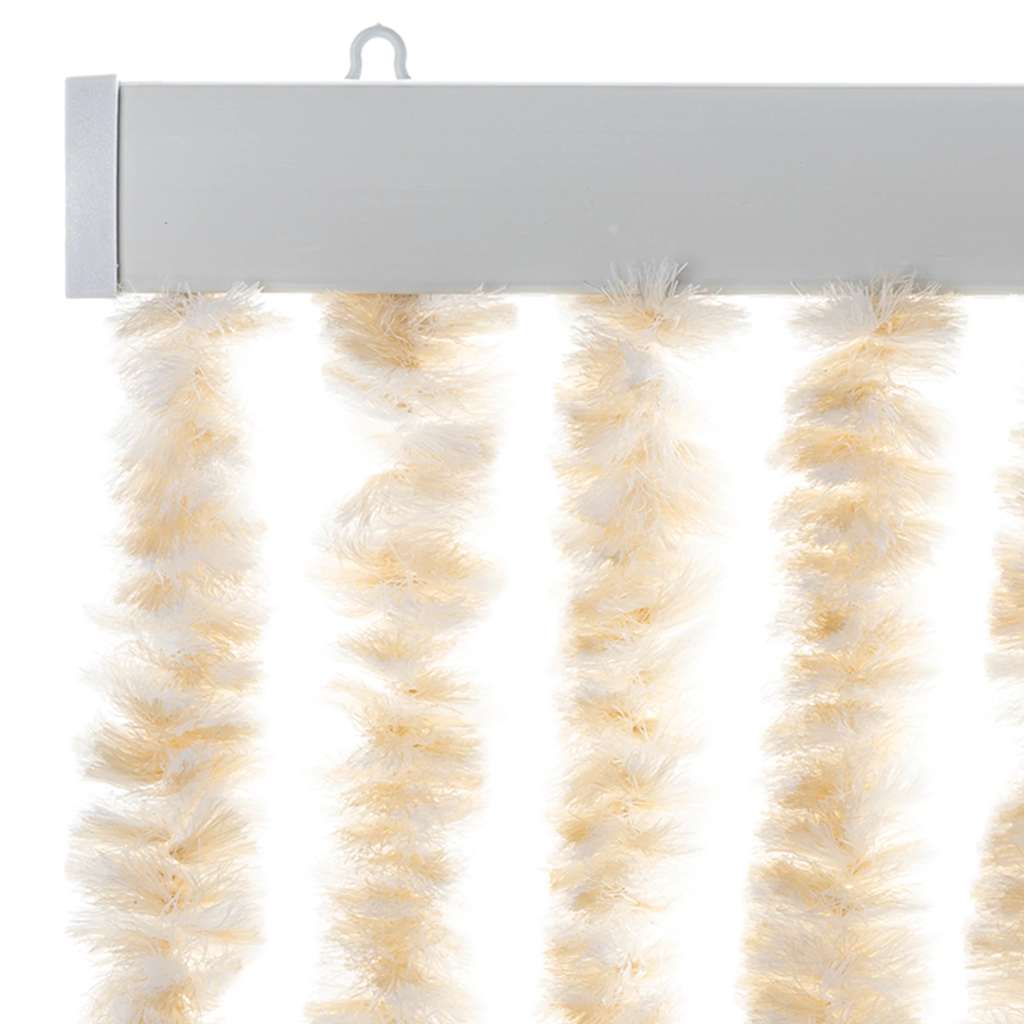 vidaXL Fly Curtain Beige and White 56x185 cm Chenille