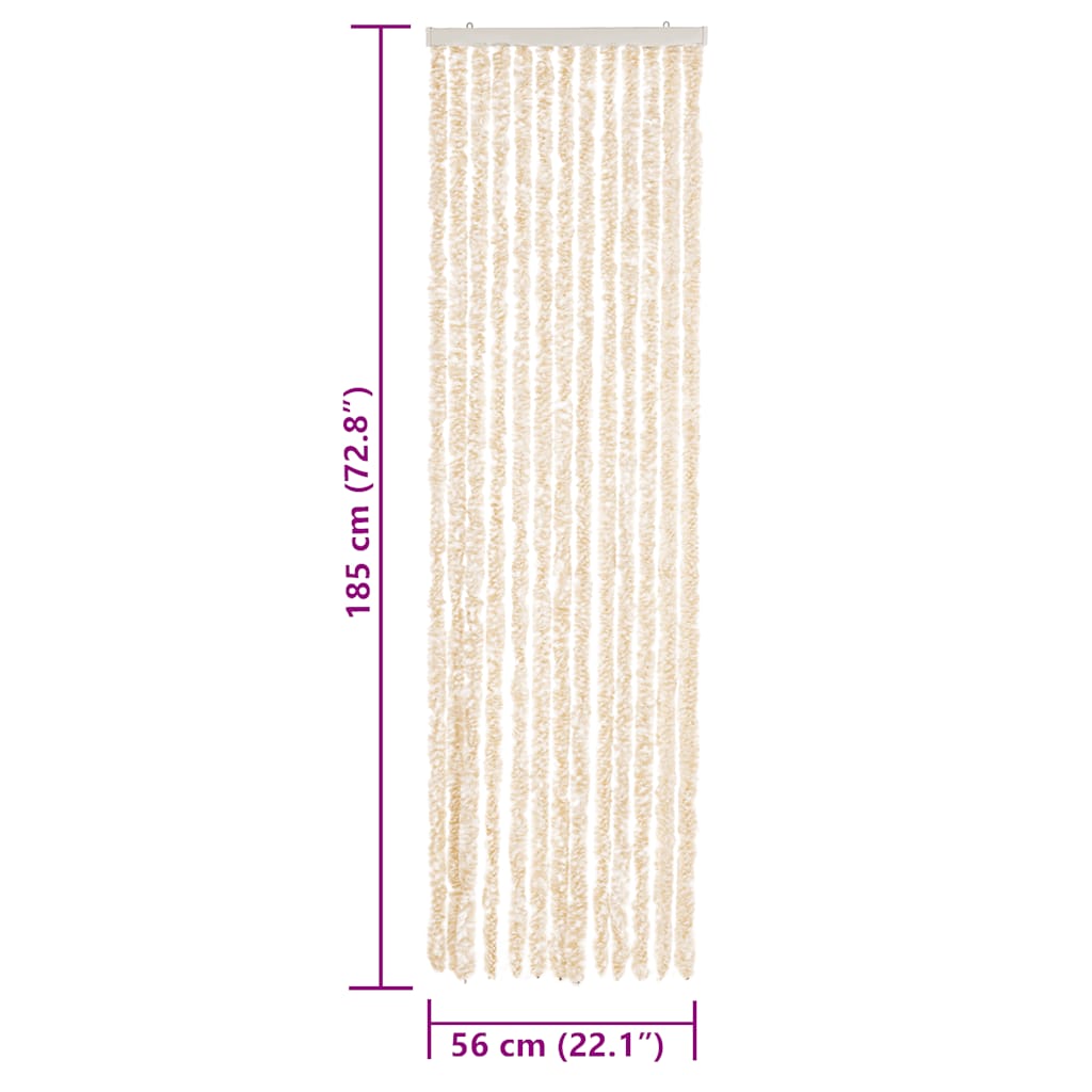 vidaXL Fly Curtain Beige and White 56x185 cm Chenille