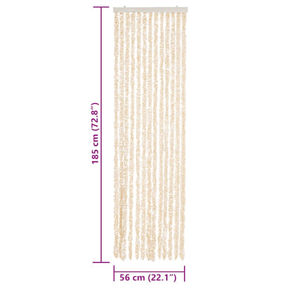 vidaXL Fly Curtain Beige and White 56x185 cm Chenille
