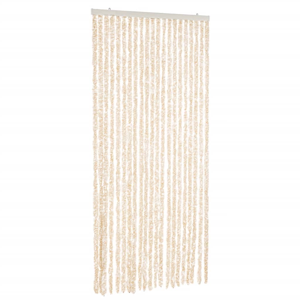 vidaXL Fly Curtain Beige and White 90x200 cm Chenille