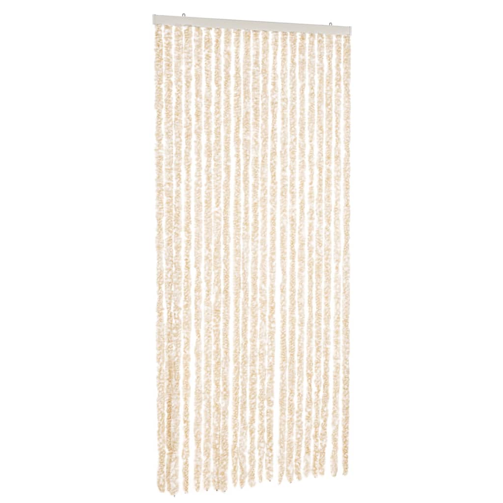 vidaXL Fly Curtain Beige and White 90x220 cm Chenille