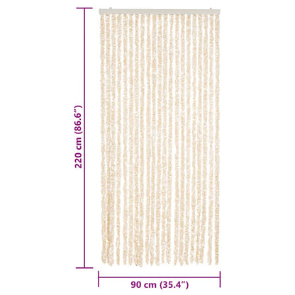 vidaXL Fly Curtain Beige and White 90x220 cm Chenille
