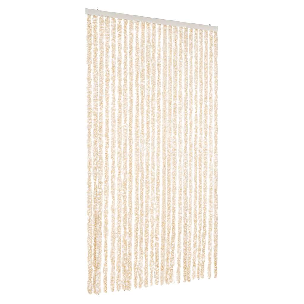 vidaXL Fly Curtain Beige and White 100x230 cm Chenille