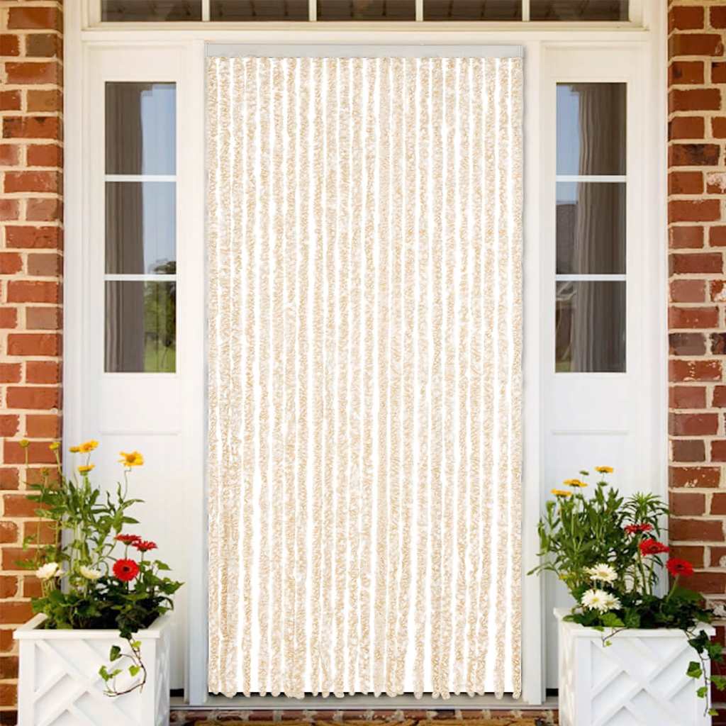 vidaXL Fly Curtain Beige and White 100x230 cm Chenille