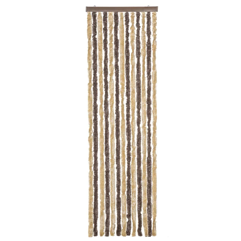 vidaXL Fly Curtain Dark Brown and Beige 56x185 cm Chenille