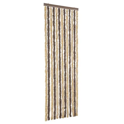 vidaXL Fly Curtain Dark Brown and Beige 56x200 cm Chenille