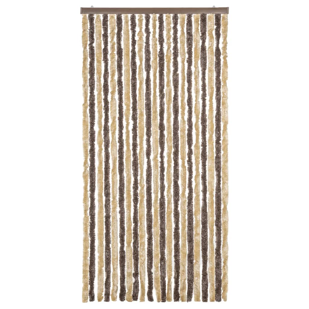 vidaXL Fly Curtain Dark Brown and Beige 90x200 cm Chenille