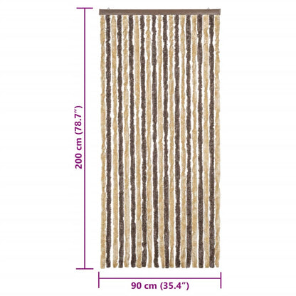 vidaXL Fly Curtain Dark Brown and Beige 90x200 cm Chenille