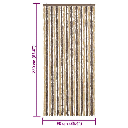 vidaXL Fly Curtain Dark Brown and Beige 90x220 cm Chenille