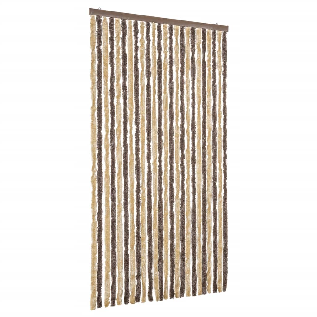 vidaXL Fly Curtain Dark Brown and Beige 100x200 cm Chenille