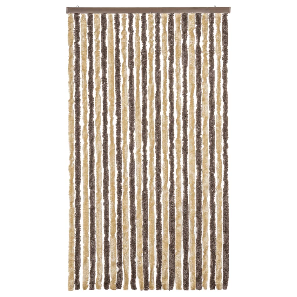 vidaXL Fly Curtain Dark Brown and Beige 100x200 cm Chenille