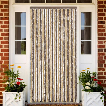 vidaXL Fly Curtain Dark Brown and Beige 100x200 cm Chenille