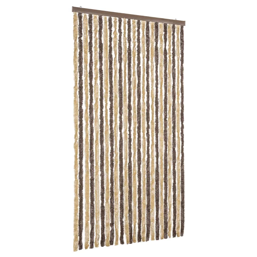 vidaXL Fly Curtain Dark Brown and Beige 100x220 cm Chenille
