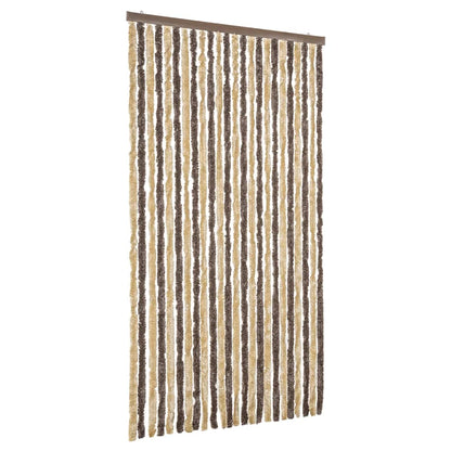 vidaXL Fly Curtain Dark Brown and Beige 100x220 cm Chenille