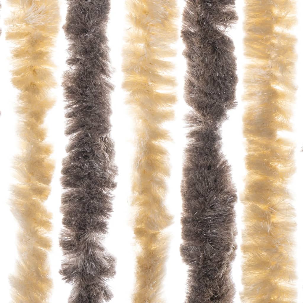 vidaXL Fly Curtain Dark Brown and Beige 100x230 cm Chenille